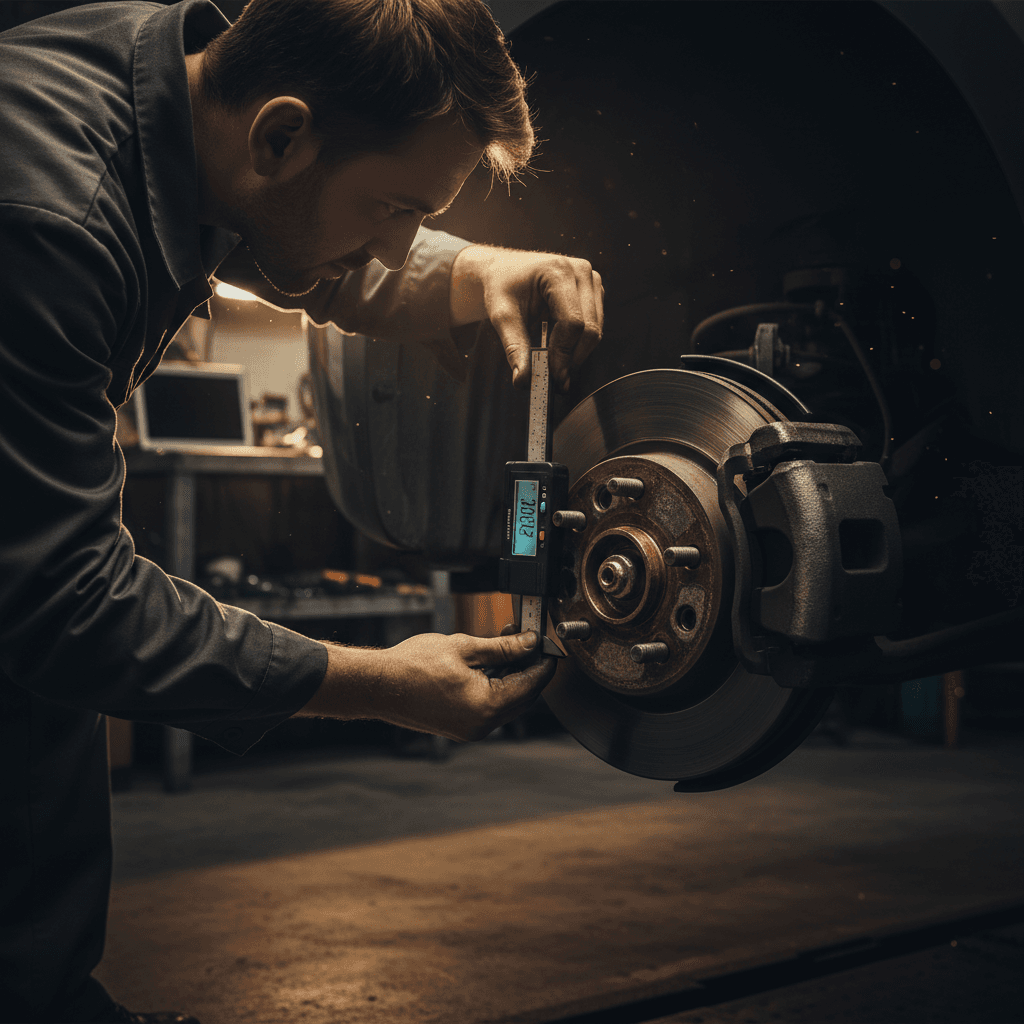 Brake inspection and service on vehicle wheel